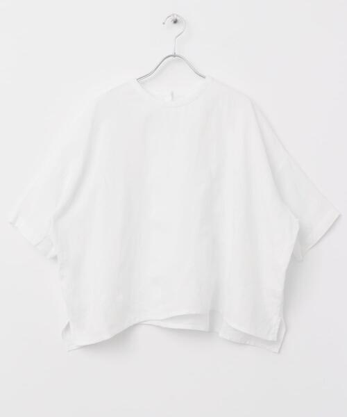 かぐれ（カグレ）の「リネンクルーネックハーフスリーブ（シャツ