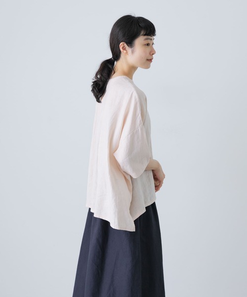 かぐれリネンクルーネックハーフスリーブ新品未使用 リネンクルーネックハーフスリーブ（シャツ/ブラウス）｜かぐれ