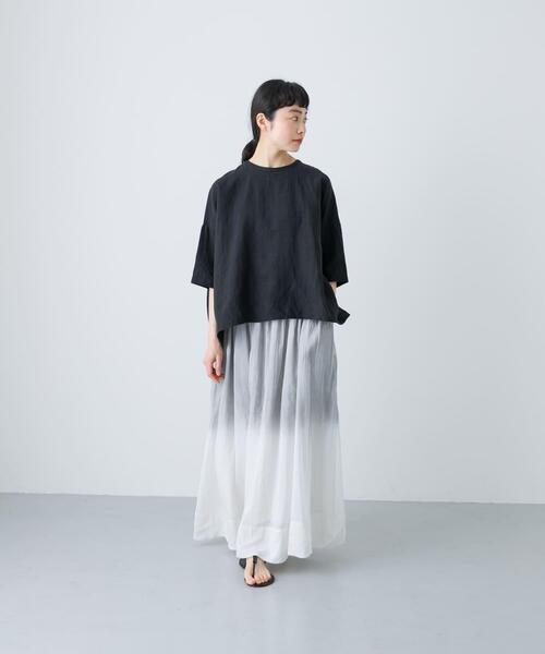 リネンクルーネックハーフスリーブ（シャツ/ブラウス）｜かぐれ
