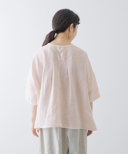 新品　今季　かぐれ　リネンクルーネックハーフスリーブ　半袖　2025年春秋 新品 今季 かぐれ リネンクルーネックハーフスリーブ 半袖 2025年春秋