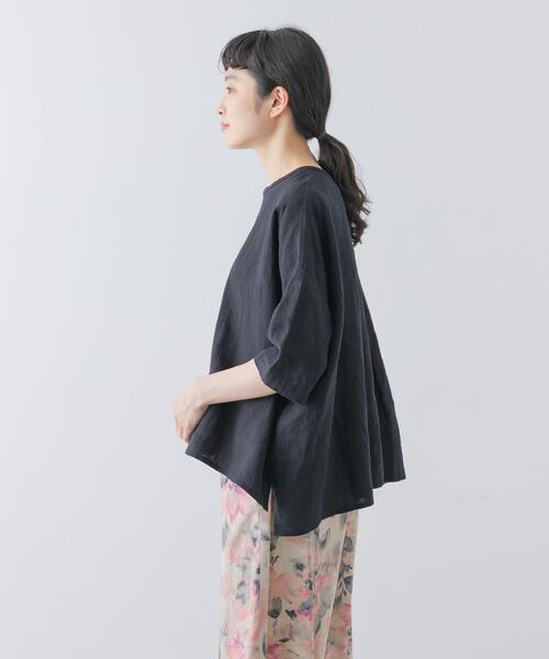 新品タグ付き　かぐれ　リネンクルーネックハーフスリーブ　アーバンリサーチドアーズ リネンクルーネックハーフスリーブ（シャツ/ブラウス）｜かぐれ