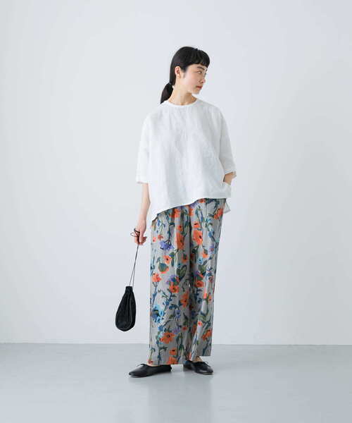 新品　今季　かぐれ　リネンクルーネックハーフスリーブ　半袖　2025年春秋 カグレ かぐれ リネンクルーネックハーフスリーブ （SMOKESAGE