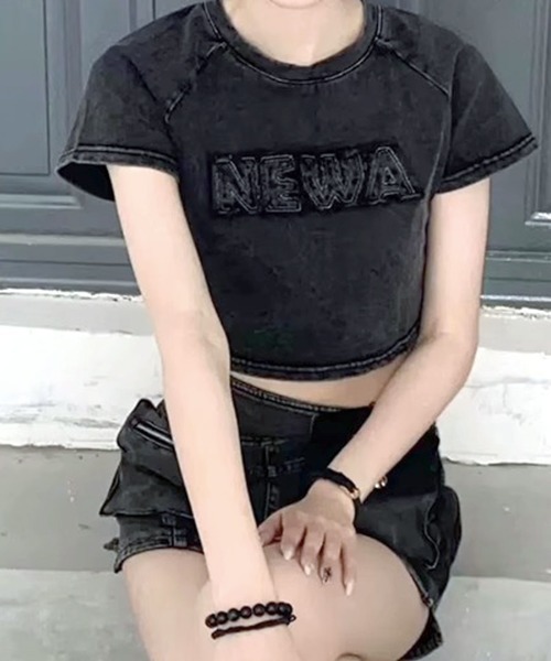 Riff(リフ)の「ヴィンテージ風ショート丈Tシャツ(Tシャツ/カットソー・レディース・ブラック・M/L)」の4枚目の写真