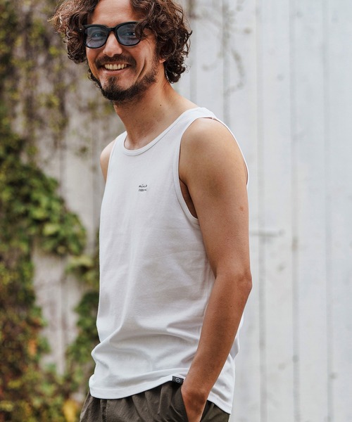 1minute 1second(ワンミニットワンセカンド)の「mta564-cursive print tank top タンクトップ(タンクトップ・メンズ・ブラック×ホワイト/ホワイト×グレー・M/L/XL)」の5枚目の写真