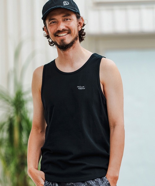 1minute 1second(ワンミニットワンセカンド)の「mta564-cursive print tank top タンクトップ(タンクトップ・メンズ・ブラック×ホワイト/ホワイト×グレー・M/L/XL)」の10枚目の写真