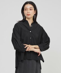 【接触冷感】【UV対策】【ウォッシャブル】リネンライクタンブラーショートブラウス