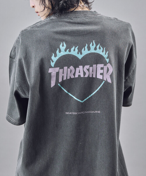 THRASHER（スラッシャー）の「THRASHER/スラッシャー バックロゴフレイムハート Tシャツ(限定展開)(UNISEX)（Tシャツ/カットソー・メンズ・ネイビー/オフホワイト/ブラック・SMALL/LARGE/MEDIUM）」の3枚目の写真