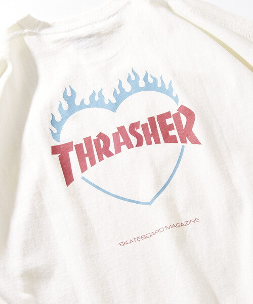 THRASHER（スラッシャー）の「THRASHER/スラッシャー バックロゴフレイムハート Tシャツ(限定展開)(UNISEX)（Tシャツ/カットソー・メンズ・ネイビー/オフホワイト/ブラック・SMALL/LARGE/MEDIUM）」の4枚目の写真