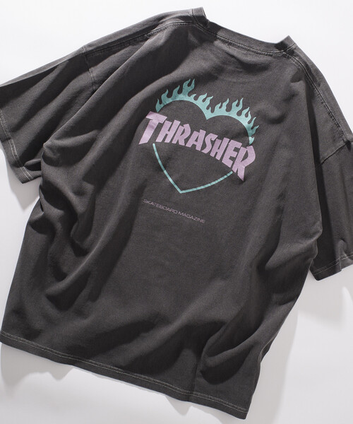 THRASHER（スラッシャー）の「THRASHER/スラッシャー バックロゴフレイムハート Tシャツ(限定展開)(UNISEX)（Tシャツ/カットソー・メンズ・ネイビー/オフホワイト/ブラック・SMALL/LARGE/MEDIUM）」の12枚目の写真