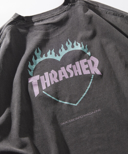 THRASHER（スラッシャー）の「THRASHER/スラッシャー バックロゴフレイムハート Tシャツ(限定展開)(UNISEX)（Tシャツ/カットソー・メンズ・ネイビー/オフホワイト/ブラック・SMALL/LARGE/MEDIUM）」の14枚目の写真