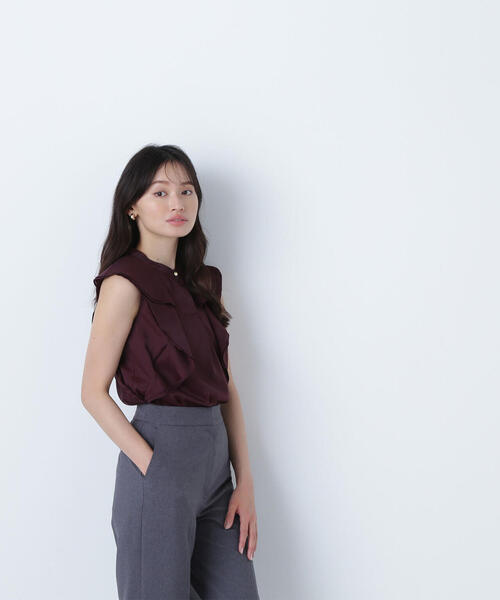 NATURAL BEAUTY BASIC(ナチュラルビューティーベーシック)の「◇ラッフルシアーブラウス(シャツ/ブラウス・レディース・ワイン/ベージュ/ライトグリーン・FREE)」の13枚目の写真