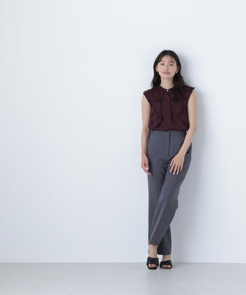 NATURAL BEAUTY BASIC(ナチュラルビューティーベーシック)の「◇ラッフルシアーブラウス(シャツ/ブラウス・レディース・ワイン/ベージュ/ライトグリーン・FREE)」の14枚目の写真