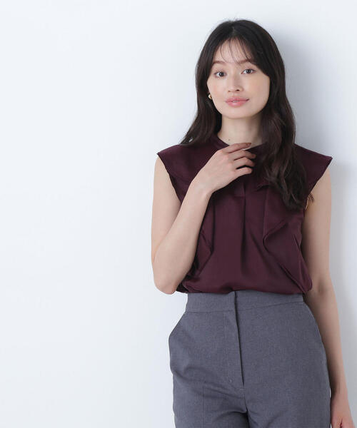 NATURAL BEAUTY BASIC(ナチュラルビューティーベーシック)の「◇ラッフルシアーブラウス(シャツ/ブラウス・レディース・ワイン/ベージュ/ライトグリーン・FREE)」の15枚目の写真