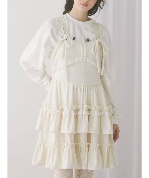 merry jenny（メリージェニー）の「コルセットベロアフレアミニワンピース（ワンピース・レディース・その他1/オフホワイト/ブラック・FREE）」の2枚目の写真