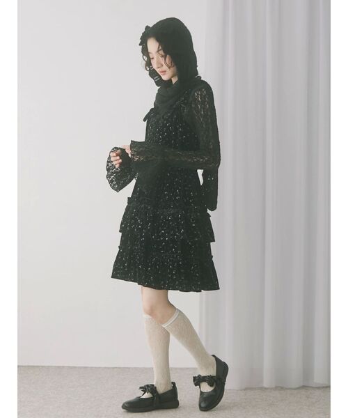 merry jenny（メリージェニー）の「コルセットベロアフレアミニワンピース（ワンピース・レディース・その他1/オフホワイト/ブラック・FREE）」の14枚目の写真