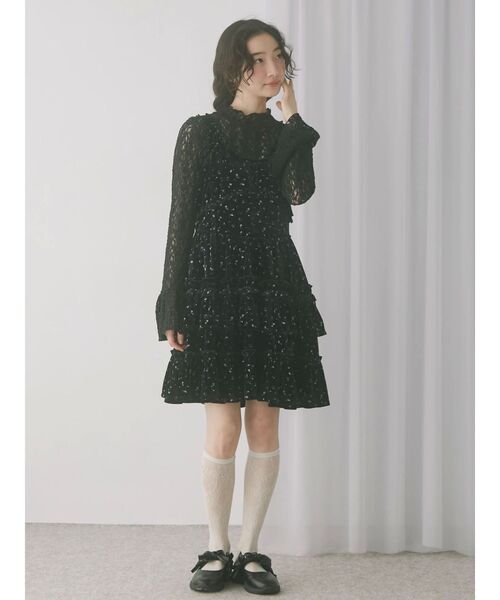 コルセットベロアフレアミニワンピース（ワンピース）｜merry jenny