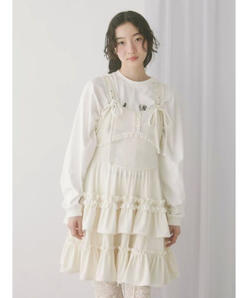 merry jenny（メリージェニー）の「コルセットベロアフレアミニワンピース（ワンピース・レディース・その他1/オフホワイト/ブラック・FREE）」の10枚目の写真