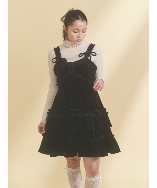 セール】コルセットベロアフレアミニワンピース（ワンピース）｜merry