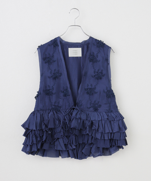 crinkle crinkle crinkle フリンジショートベスト セール】【crinkle crinkle crinkle】 frill rayon shantung