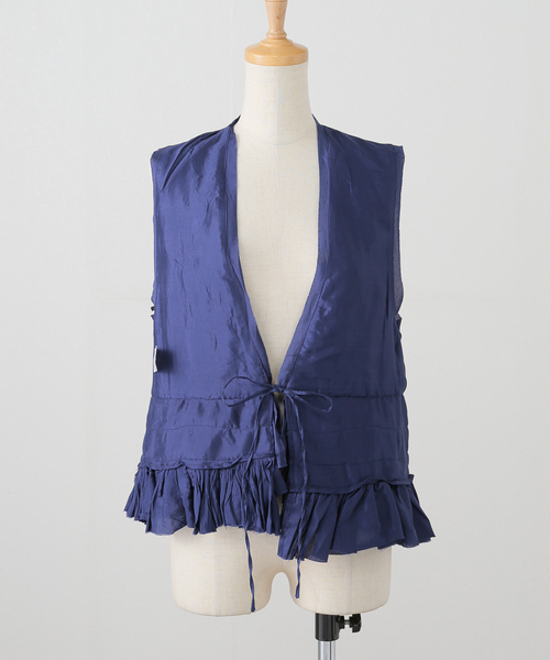 トップス frill rayon shantung vest crinkle frill rayon shantung vest | NAVY