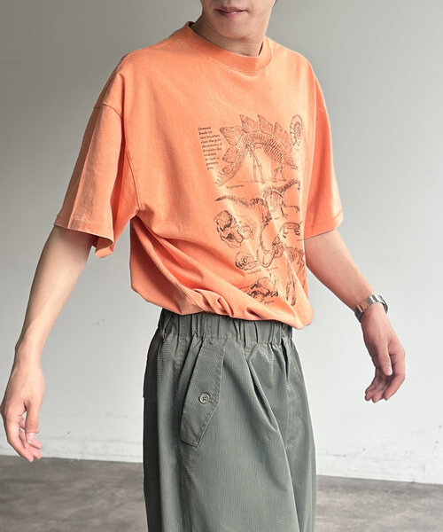 CPCM（シーピーシーエム）の「カラーパウダーダイナソーT（Tシャツ/カットソー・メンズ・ホワイト/ブルー系その他/オレンジ・MEDIUM/LARGE）」の14枚目の写真