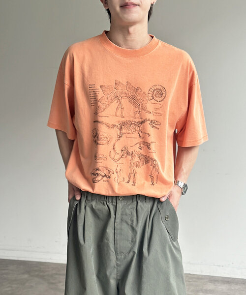 CPCM（シーピーシーエム）の「カラーパウダーダイナソーT（Tシャツ/カットソー・メンズ・ホワイト/ブルー系その他/オレンジ・MEDIUM/LARGE）」の15枚目の写真