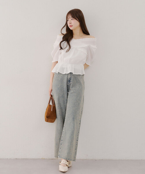 Another Branch olive des olive(アナザーブランチオリーブデオリーブ)の「クロスオフショルブラウス(シャツ/ブラウス・レディース・ブラック/レッド/オフホワイト/チェック・FREE)」の11枚目の写真