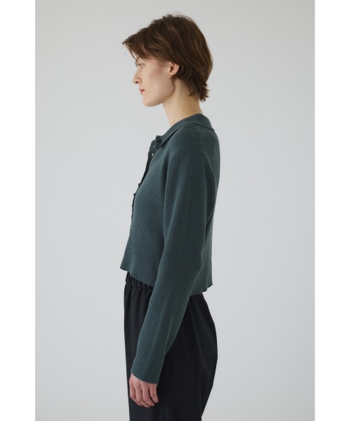 RIM.ARK◆Neck design slim knitカーディガン/FREE/--/WHT/無地 Minimum knit CD ミニマムニットカーディガン（カーディガン
