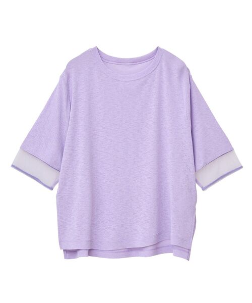 earth music&ecology（アースミュージックアンドエコロジー）の「シアースリーブ半袖プルオーバー（Tシャツ/カットソー・レディース・ブラック/オフホワイト/チャコールグレー/ブルー/ラベンダー・FREE）」の5枚目の写真