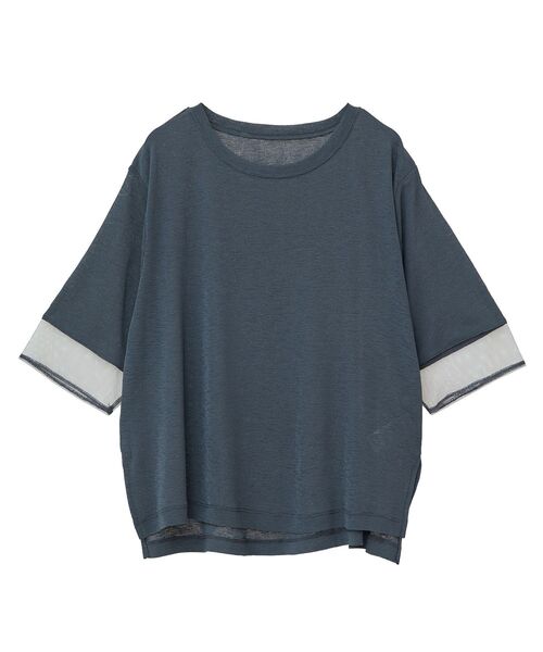 earth music&ecology（アースミュージックアンドエコロジー）の「シアースリーブ半袖プルオーバー（Tシャツ/カットソー・レディース・ブラック/オフホワイト/チャコールグレー/ブルー/ラベンダー・FREE）」の3枚目の写真