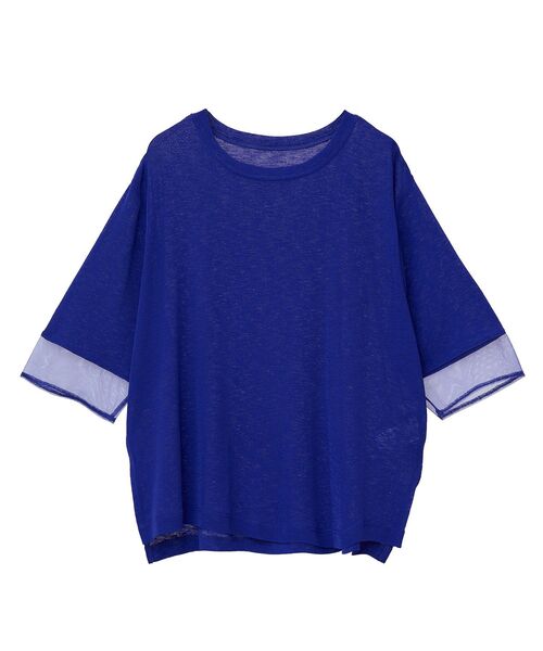 earth music&ecology（アースミュージックアンドエコロジー）の「シアースリーブ半袖プルオーバー（Tシャツ/カットソー・レディース・ブラック/オフホワイト/チャコールグレー/ブルー/ラベンダー・FREE）」の4枚目の写真