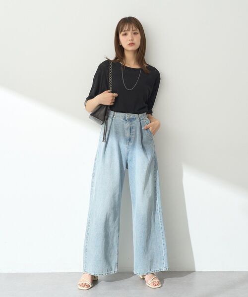 earth music&ecology（アースミュージックアンドエコロジー）の「シアースリーブ半袖プルオーバー（Tシャツ/カットソー・レディース・ブラック/オフホワイト/チャコールグレー/ブルー/ラベンダー・FREE）」の18枚目の写真