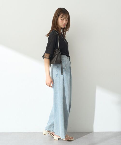 earth music&ecology（アースミュージックアンドエコロジー）の「シアースリーブ半袖プルオーバー（Tシャツ/カットソー・レディース・ブラック/オフホワイト/チャコールグレー/ブルー/ラベンダー・FREE）」の19枚目の写真