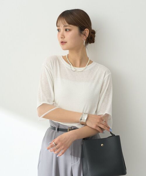 earth music&ecology（アースミュージックアンドエコロジー）の「シアースリーブ半袖プルオーバー（Tシャツ/カットソー・レディース・ブラック/オフホワイト/チャコールグレー/ブルー/ラベンダー・FREE）」の22枚目の写真