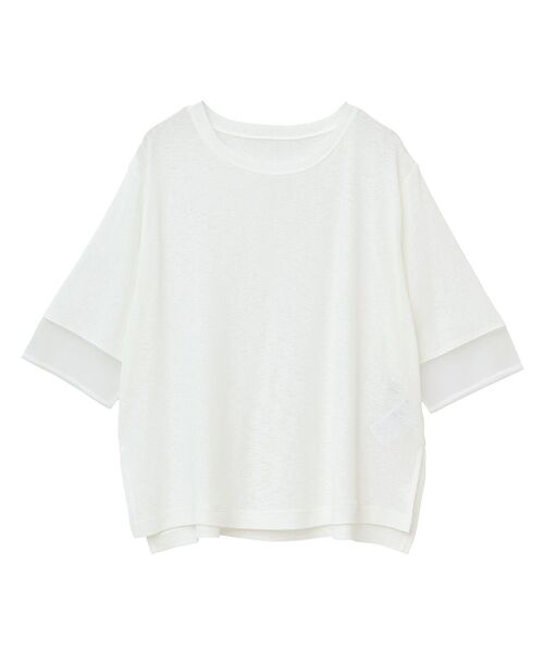 earth music&ecology（アースミュージックアンドエコロジー）の「シアースリーブ半袖プルオーバー（Tシャツ/カットソー・レディース・ブラック/オフホワイト/チャコールグレー/ブルー/ラベンダー・FREE）」の7枚目の写真