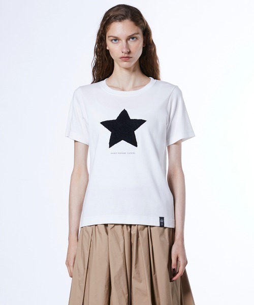 DOUBLE STANDARD CLOTHING(ダブルスタンダードクロージング)の「フライススターTシャツ(Tシャツ/カットソー・レディース・ブラック/オフホワイト・36/38)」の2枚目の写真
