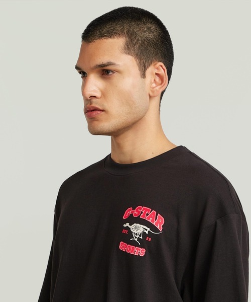 G-STAR（ジースター）の「RUNNING DOG BACK GRAPHIC BOXY T-SHIRT/ロゴバックグラフィックボクシーシルエットオーバーサイズTシャツ（Tシャツ/カットソー・メンズ・ダークブラック/ホワイト・X-SMALL/X-LARGE/LARGE/MEDIUM/SMALL）」の13枚目の写真