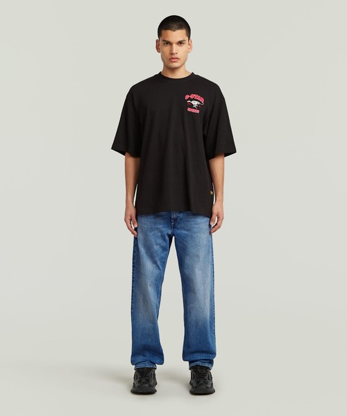 G-STAR（ジースター）の「RUNNING DOG BACK GRAPHIC BOXY T-SHIRT/ロゴバックグラフィックボクシーシルエットオーバーサイズTシャツ（Tシャツ/カットソー・メンズ・ダークブラック/ホワイト・X-SMALL/X-LARGE/LARGE/MEDIUM/SMALL）」の12枚目の写真