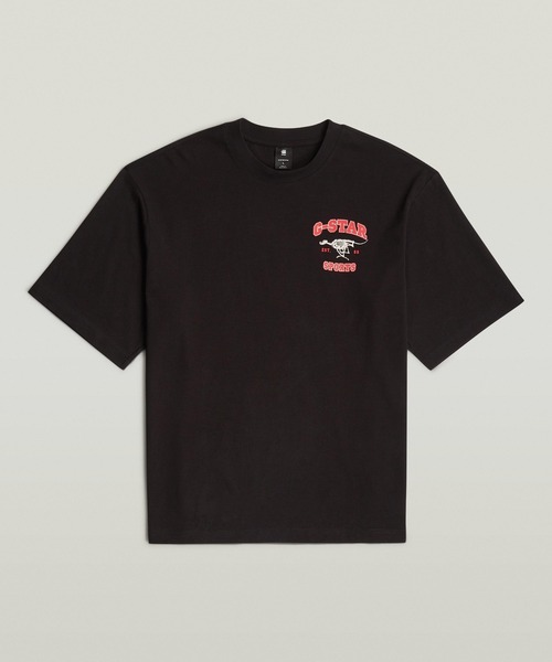 G-STAR（ジースター）の「RUNNING DOG BACK GRAPHIC BOXY T-SHIRT/ロゴバックグラフィックボクシーシルエットオーバーサイズTシャツ（Tシャツ/カットソー・メンズ・ダークブラック/ホワイト・X-SMALL/X-LARGE/LARGE/MEDIUM/SMALL）」の15枚目の写真