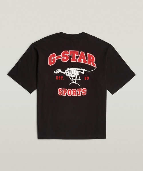 G-STAR（ジースター）の「RUNNING DOG BACK GRAPHIC BOXY T-SHIRT/ロゴバックグラフィックボクシーシルエットオーバーサイズTシャツ（Tシャツ/カットソー・メンズ・ダークブラック/ホワイト・X-SMALL/X-LARGE/LARGE/MEDIUM/SMALL）」の16枚目の写真