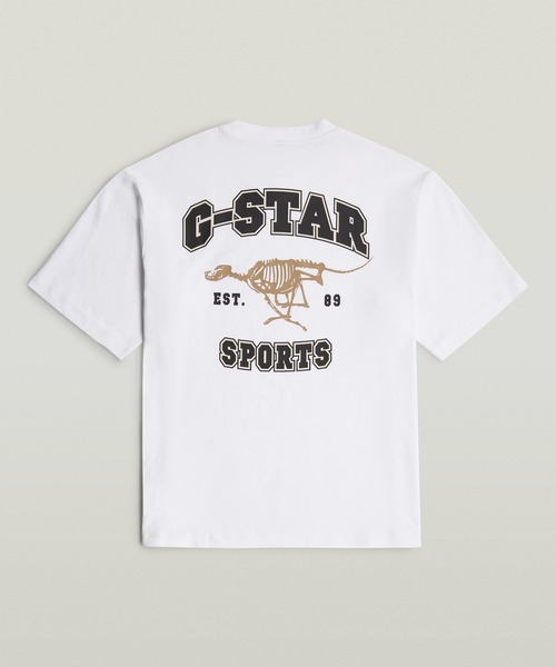 G-STAR（ジースター）の「RUNNING DOG BACK GRAPHIC BOXY T-SHIRT/ロゴバックグラフィックボクシーシルエットオーバーサイズTシャツ（Tシャツ/カットソー・メンズ・ダークブラック/ホワイト・X-SMALL/X-LARGE/LARGE/MEDIUM/SMALL）」の9枚目の写真