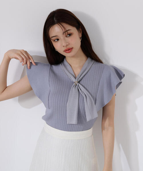 PROPORTION BODY DRESSING(プロポーションボディドレッシング)の「2WAYタイ付きニット / 1215270700(ニット/セーター・レディース・ブラック/オフホワイト/ブルー/ブラウン・FREE)」の6枚目の写真