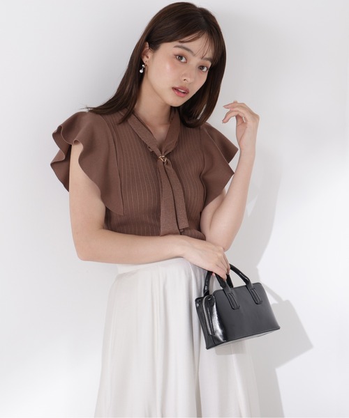 PROPORTION BODY DRESSING(プロポーションボディドレッシング)の「2WAYタイ付きニット / 1215270700(ニット/セーター・レディース・ブラック/オフホワイト/ブルー/ブラウン・FREE)」の1枚目の写真