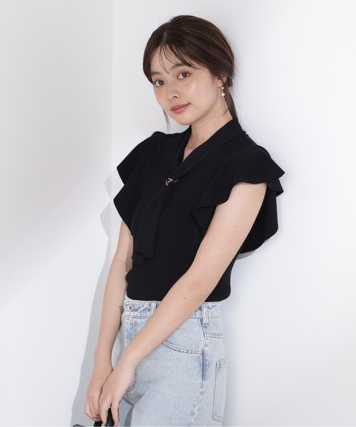 PROPORTION BODY DRESSING(プロポーションボディドレッシング)の「2WAYタイ付きニット / 1215270700(ニット/セーター・レディース・ブラック/オフホワイト/ブルー/ブラウン・FREE)」の3枚目の写真