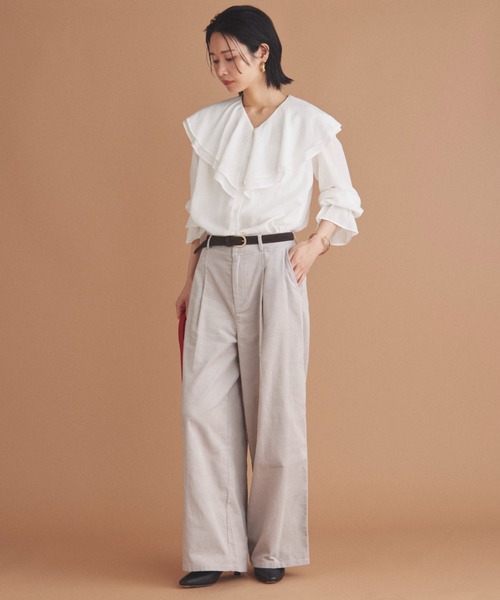 Doux archives(ドゥアルシーヴ)の「コーデュロイタックパンツ(その他パンツ・レディース・グレイッシュベージュ/モカ/レッド・38/36)」の6枚目の写真