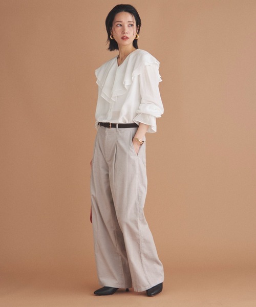 Doux archives(ドゥアルシーヴ)の「コーデュロイタックパンツ(その他パンツ・レディース・グレイッシュベージュ/モカ/レッド・38/36)」の7枚目の写真