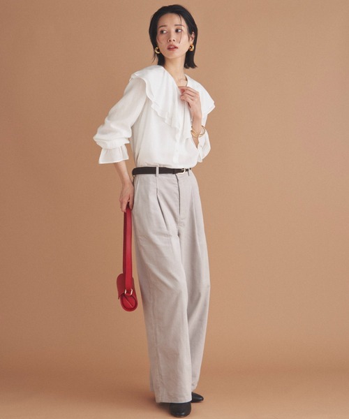 Doux archives(ドゥアルシーヴ)の「コーデュロイタックパンツ(その他パンツ・レディース・グレイッシュベージュ/モカ/レッド・38/36)」の10枚目の写真