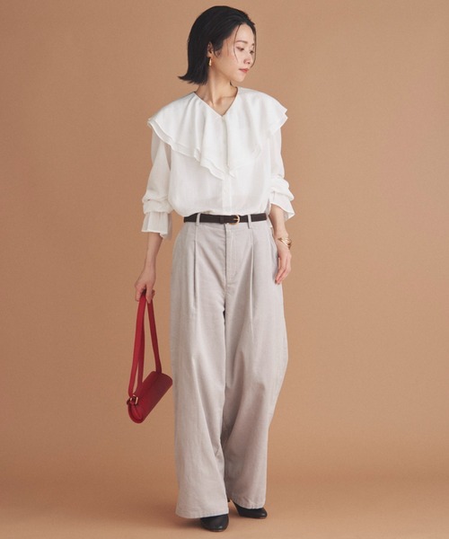 Doux archives(ドゥアルシーヴ)の「コーデュロイタックパンツ(その他パンツ・レディース・グレイッシュベージュ/モカ/レッド・38/36)」の11枚目の写真