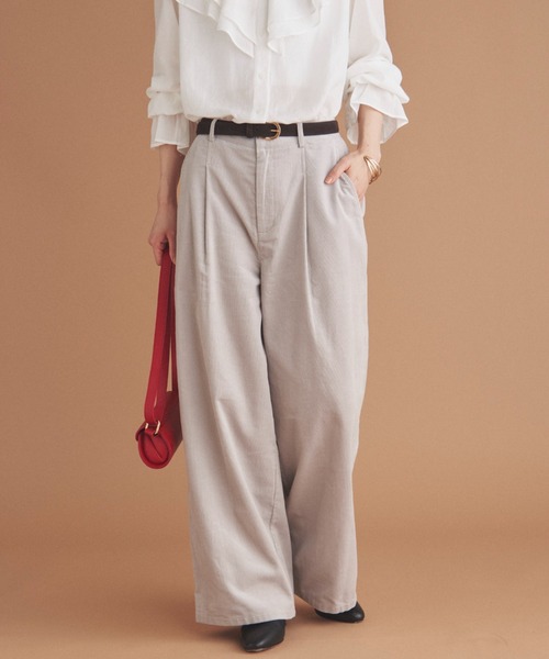 Doux archives(ドゥアルシーヴ)の「コーデュロイタックパンツ(その他パンツ・レディース・グレイッシュベージュ/モカ/レッド・38/36)」の13枚目の写真