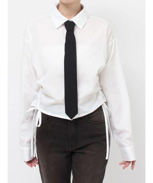 jouetie（ジュエティ）の「ギャザーネクタイシャツ（シャツ/ブラウス・レディース・オフホワイト/ブルー/ネイビー・MEDIUM）」の4枚目の写真